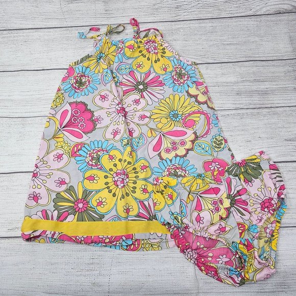 Hanna Anderssen Girls 2T Colorful Ribbon Accented Floral Dress &‎ Bummie - Picture 4 of 6